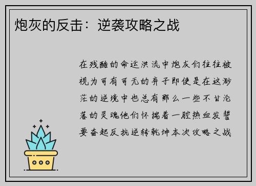 炮灰的反击：逆袭攻略之战